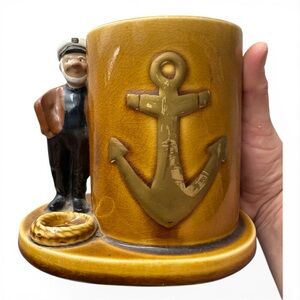 RARE Royal Sealy Sailor Pipe Stand and Tobacco Jar Cup from Japan